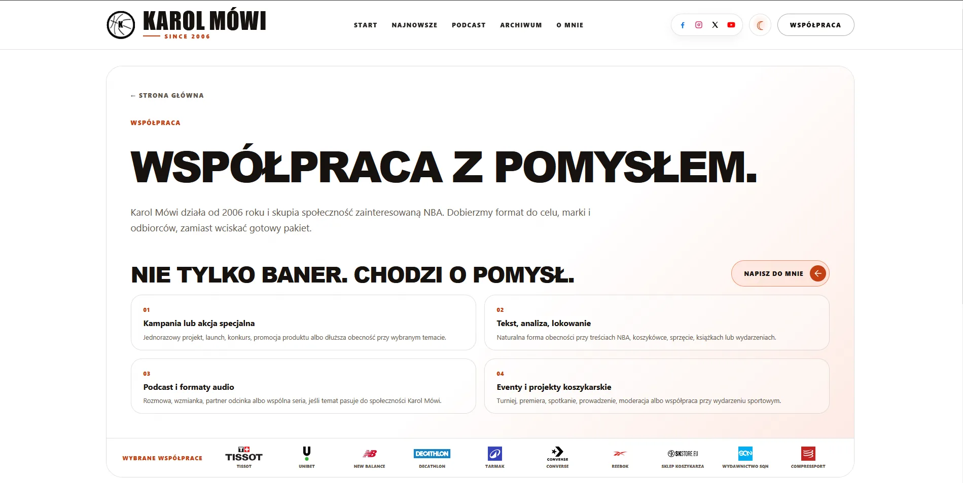 Oferta współpracy Karol Mówi