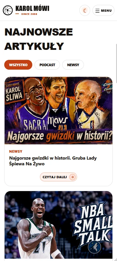 Lista artykułów Karol Mówi w widoku mobilnym