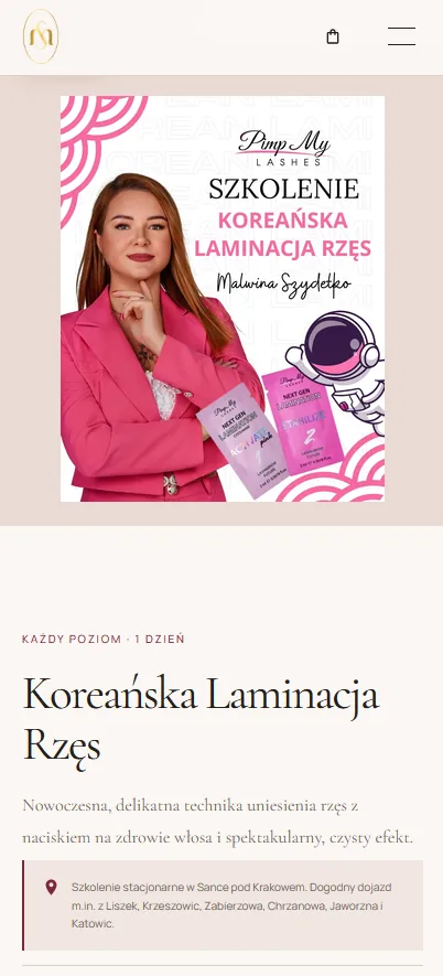 Szczegóły kursu Malwiny Szydełko w widoku mobilnym