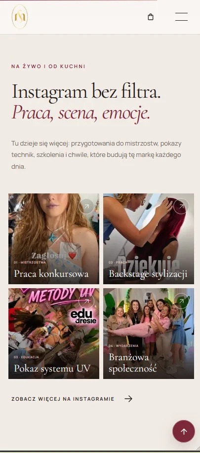 Sekcja Instagram Malwiny Szydełko w widoku mobilnym
