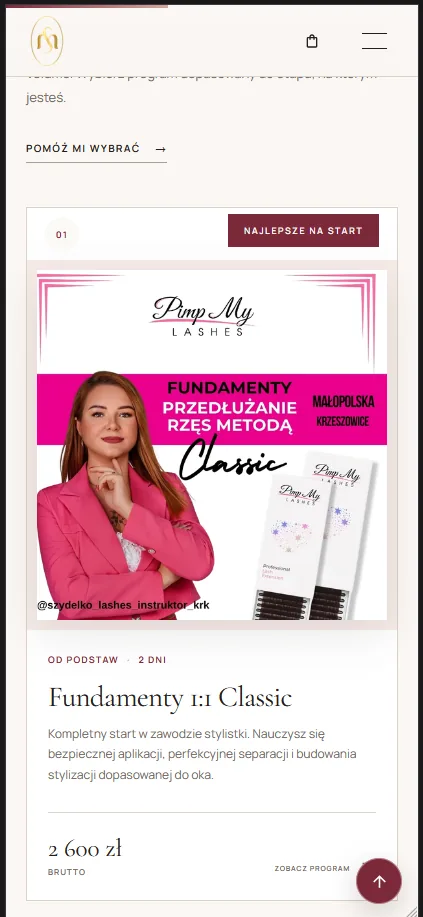 Oferta szkoleń Malwiny Szydełko w widoku mobilnym
