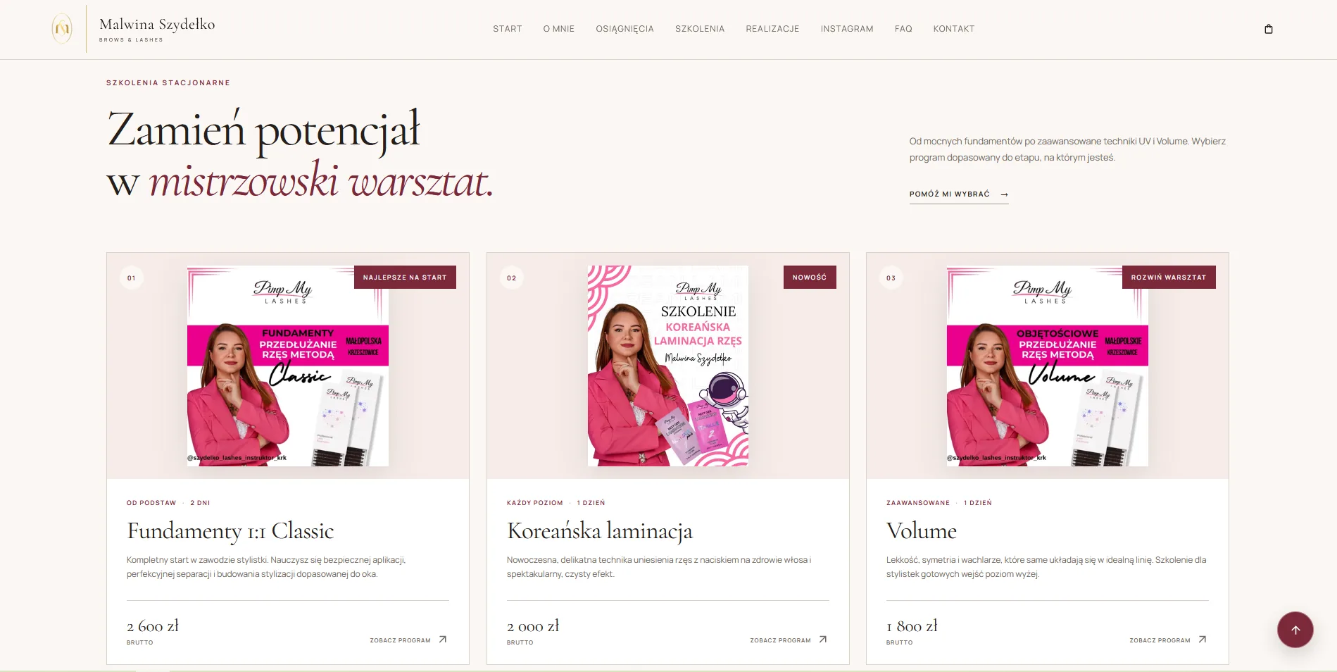 Oferta szkoleń Malwiny Szydełko