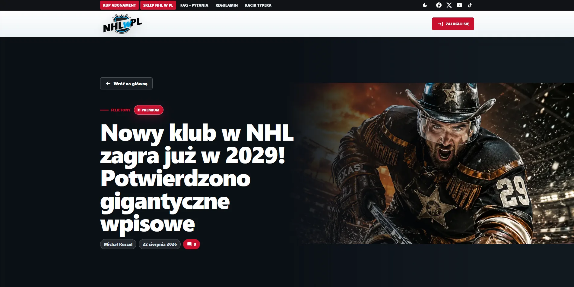 Artykuł premium w portalu NHL w PL