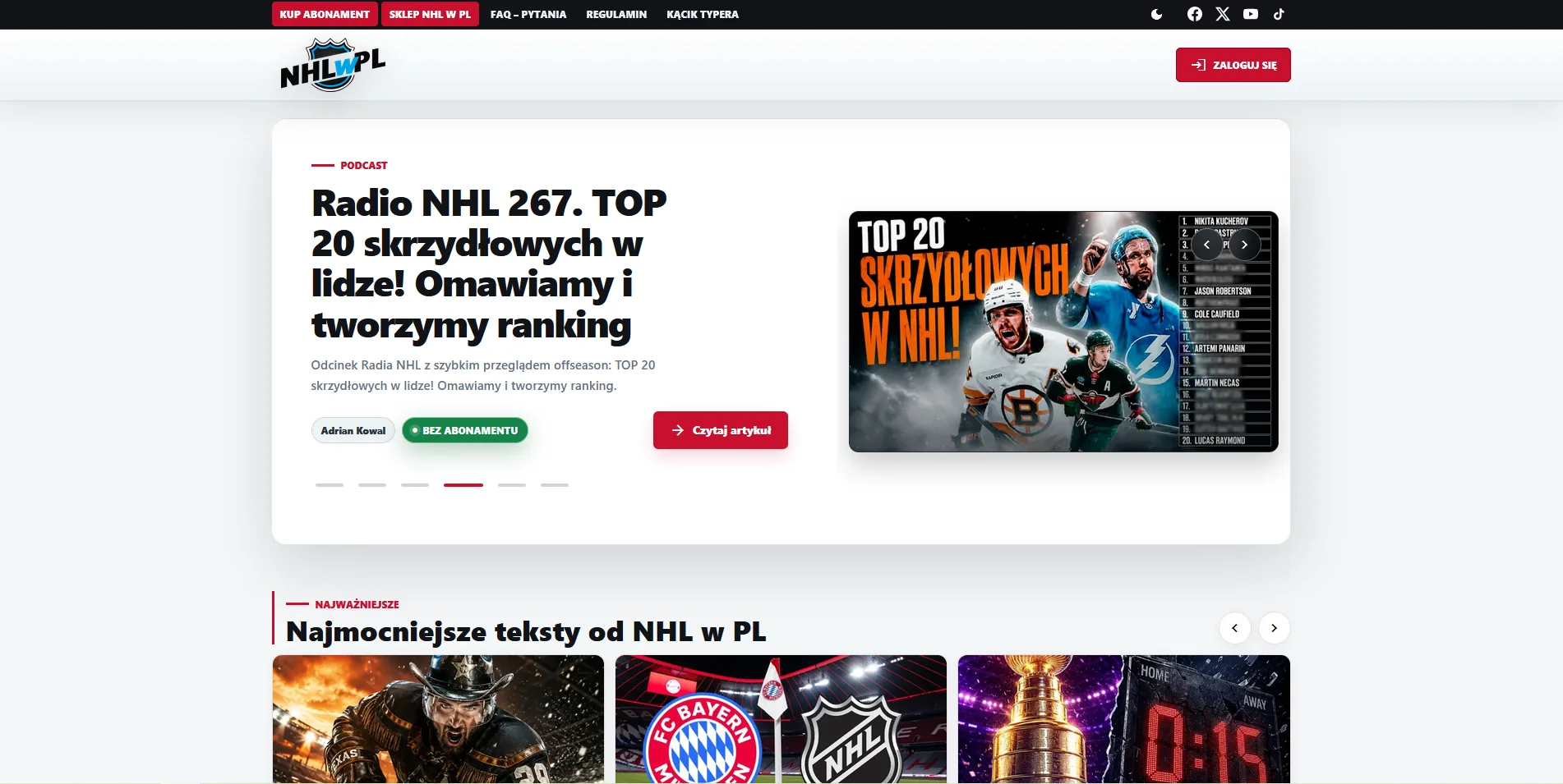 Strona główna portalu NHL w PL