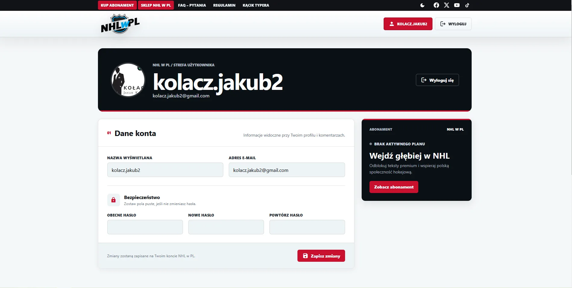 Profil użytkownika NHL w PL