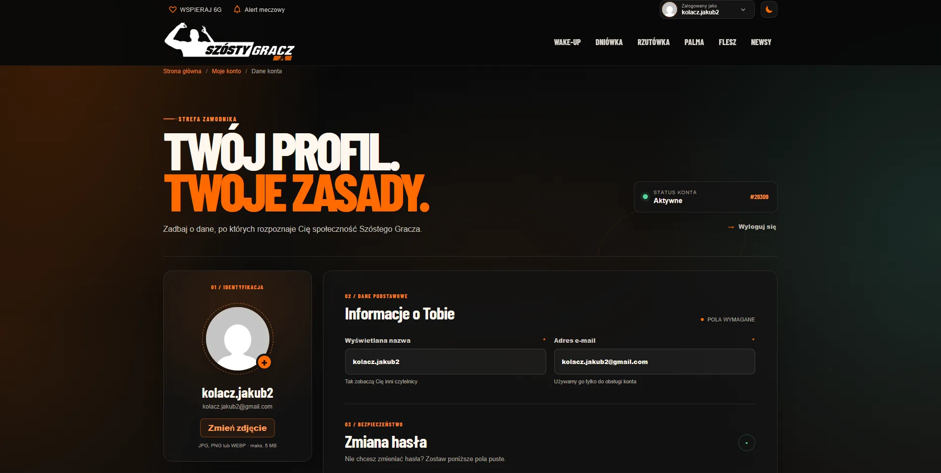 Profil użytkownika Szóstego Gracza