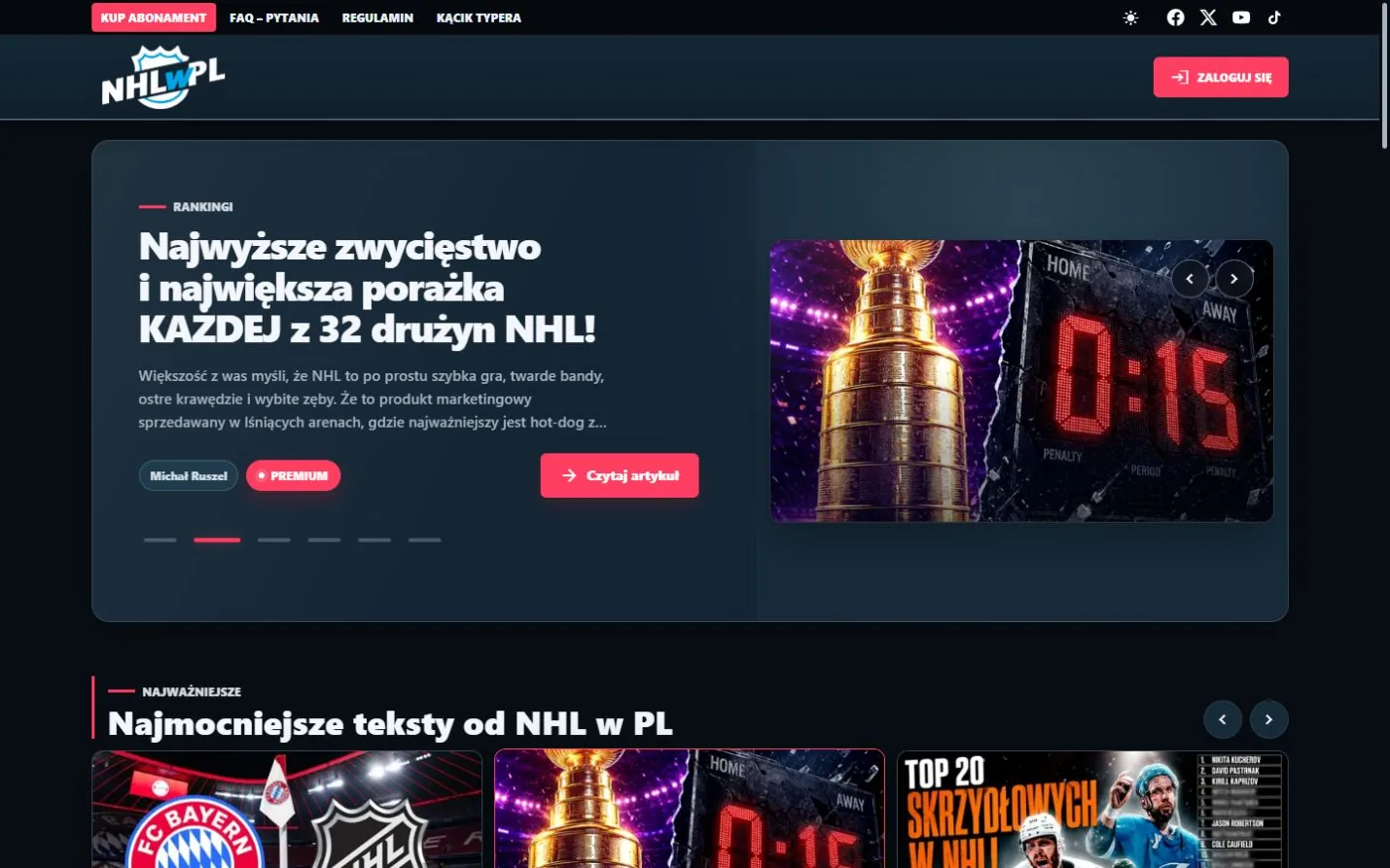 Projekt strony internetowej NHL w PL