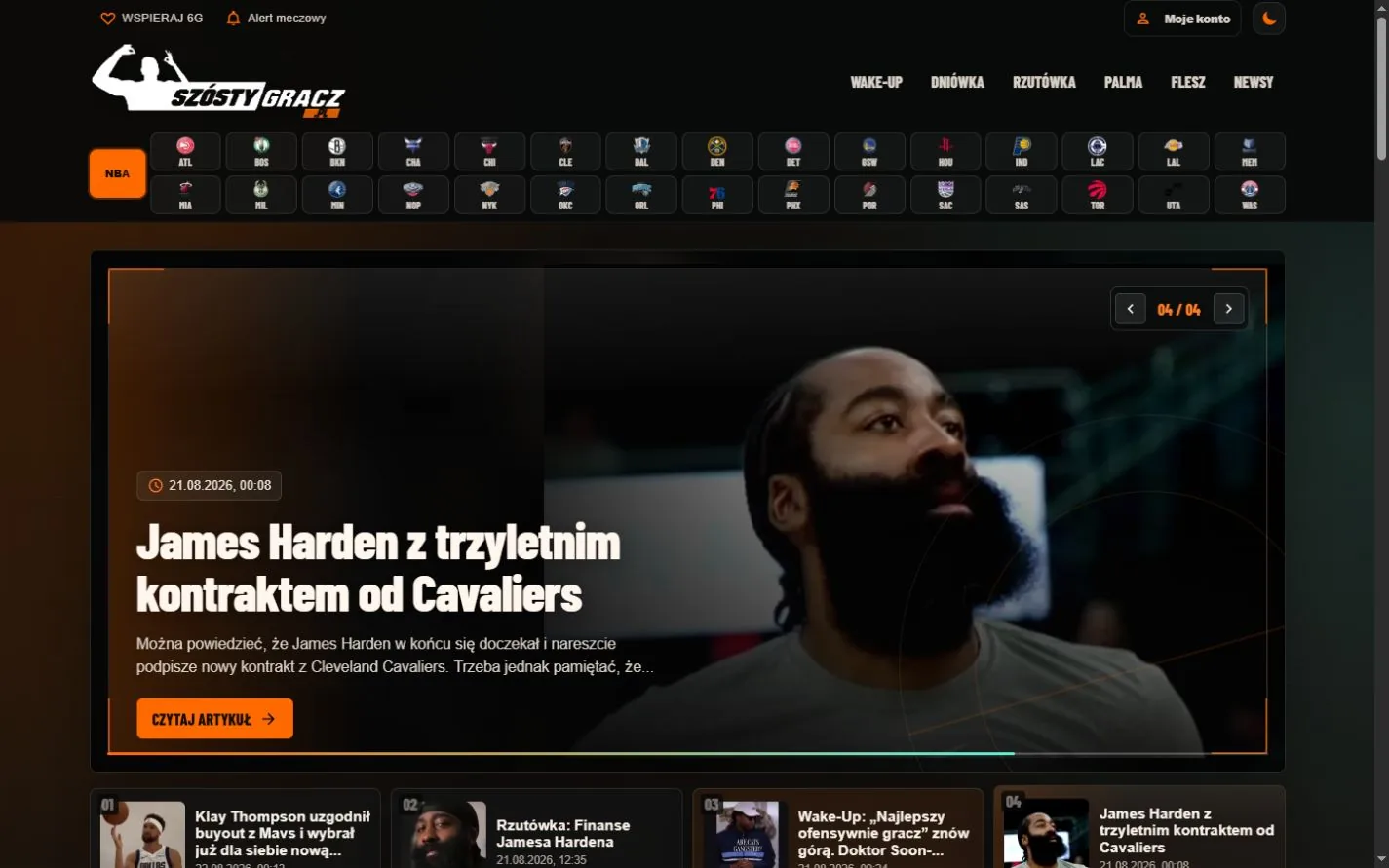 Projekt strony internetowej Szósty Gracz